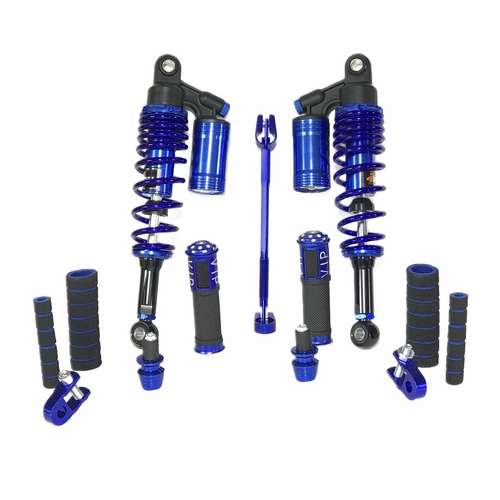 کمک فنر عقب گازی کپسول دار و وزنه سردسته و اسپایسر موتور سیکلت مدل SET-BLU 114 مناسب برای هوندا 125 مجموعه 14 عددی