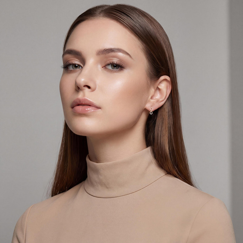گوشواره طلا 18 عیار زنانه تاج مدل G13 بی نهایت - 2