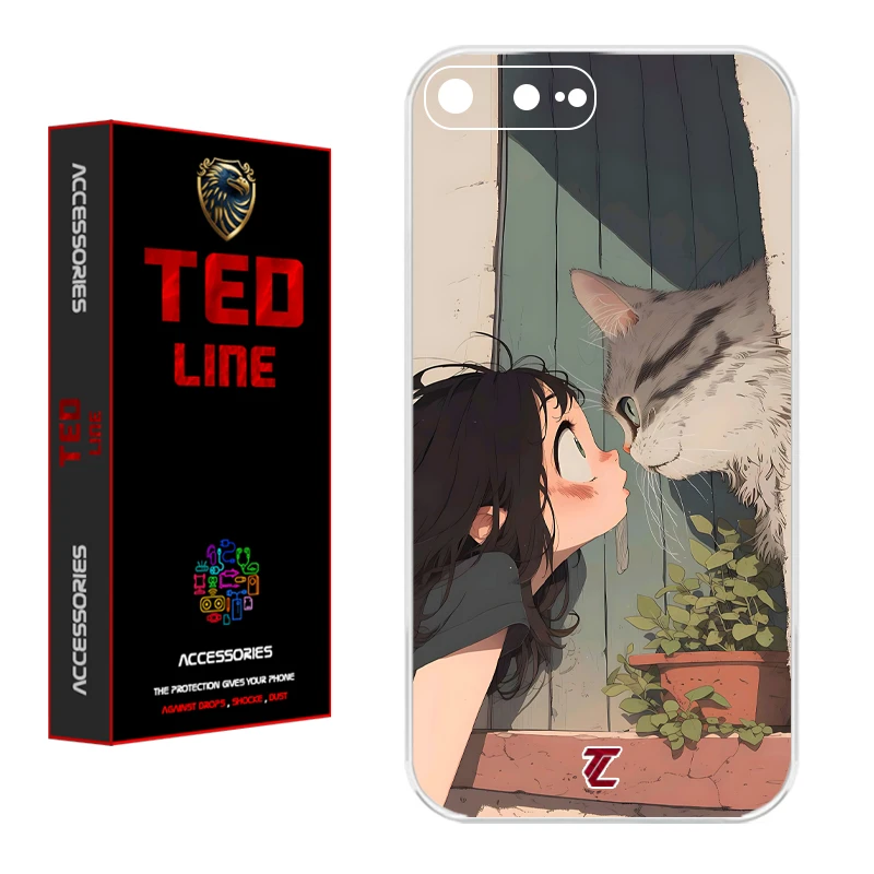 کاور تدلاین طرح دختر و گربه کد 1205 مناسب برای گوشی موبایل اپل Iphone 7 Plus / 8 Plus