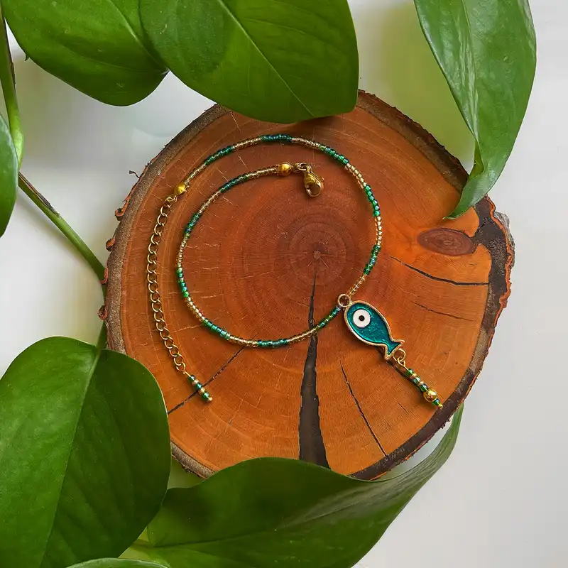 پابند زنانه دل تافته مدل ماهی چشم نظر کد Del_A24