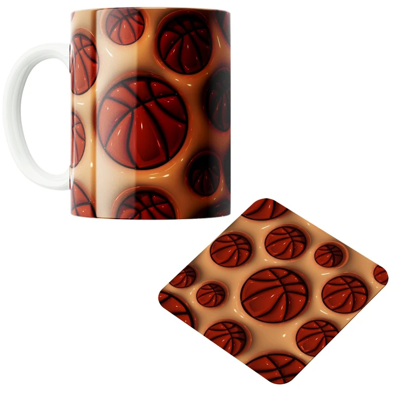 ماگ پاد افرین مدل توپ بسکتبال کد 79 به همراه زیر لیوانی 