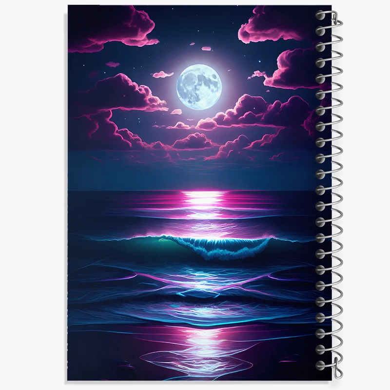 دفتر مشق 100 برگ خندالو طرح دریا و ماه کد F8065