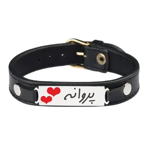 دستبند زنانه گیلواره زراوشان مدل چرم طبیعی اسم پروانه کد CLK 68