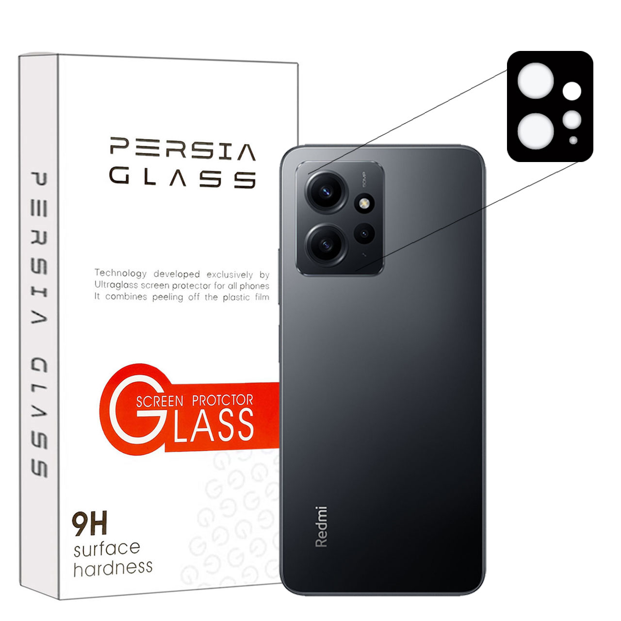 محافظ لنز دوربین پرشیا گلس مدل 5DLENSP مناسب برای گوشی موبایل شیائومی Redmi Note 12 4G