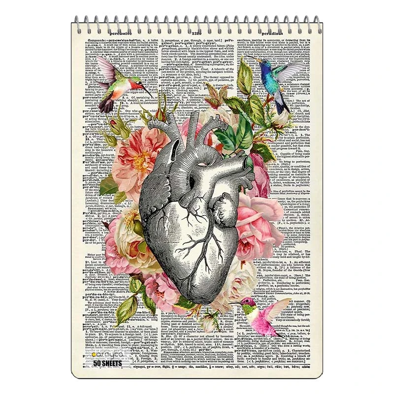 دفتر نقاشی 50 برگ سیمی کارنیکا طرح روزنامه وینتج قلب Vintage Newspaper Heart کد 39883