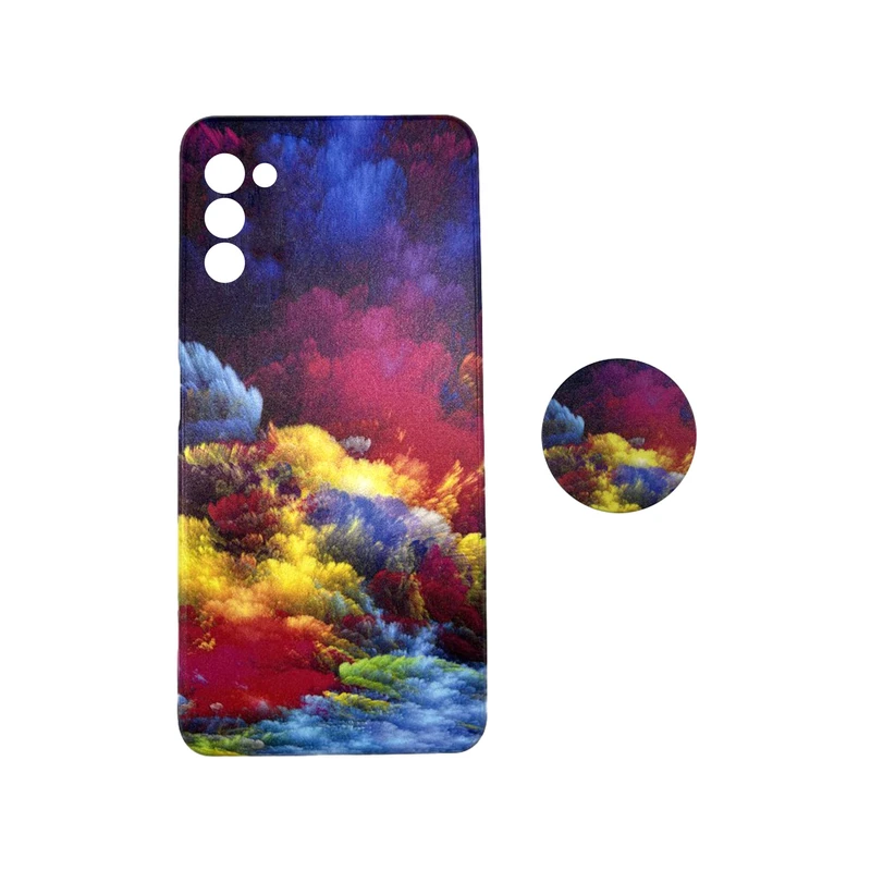 کاور مدل سیلیکونی مناسب برای گوشی موبایل سامسونگ Galaxy A03s به همراه پاپ سوکت