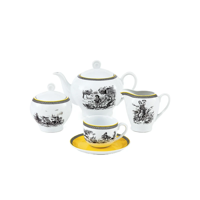 سرویس چای خوری 17 پارچه چینی زرین ایران مدل ایتالیا اف ویلیج درجه 3