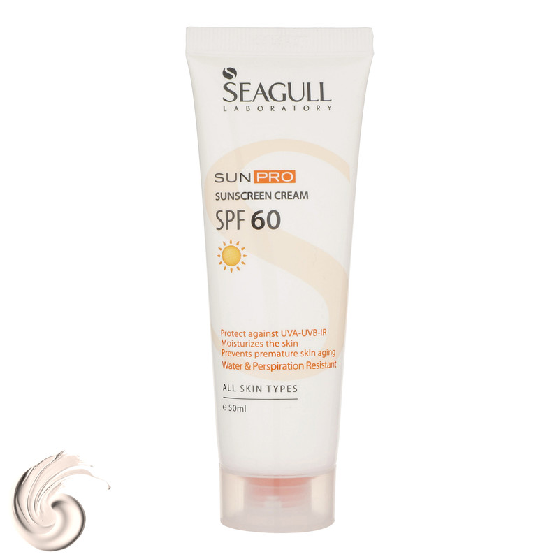 کرم ضدآفتاب بی‌رنگ سی گل SPF60 مدل SUNPRO مناسب انواع پوست، حجم 50 میلی‌لیتر