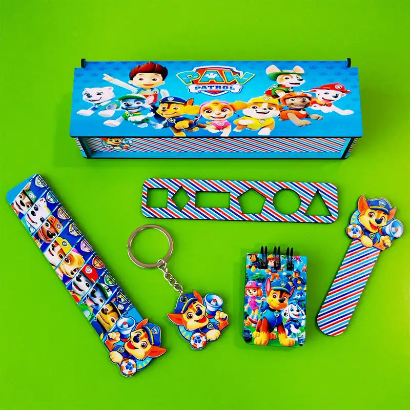 ست لوازم التحریر مدل چوبی طرح سگهای نگهبان فانتزی کد 05 مجموعه 6 عددی