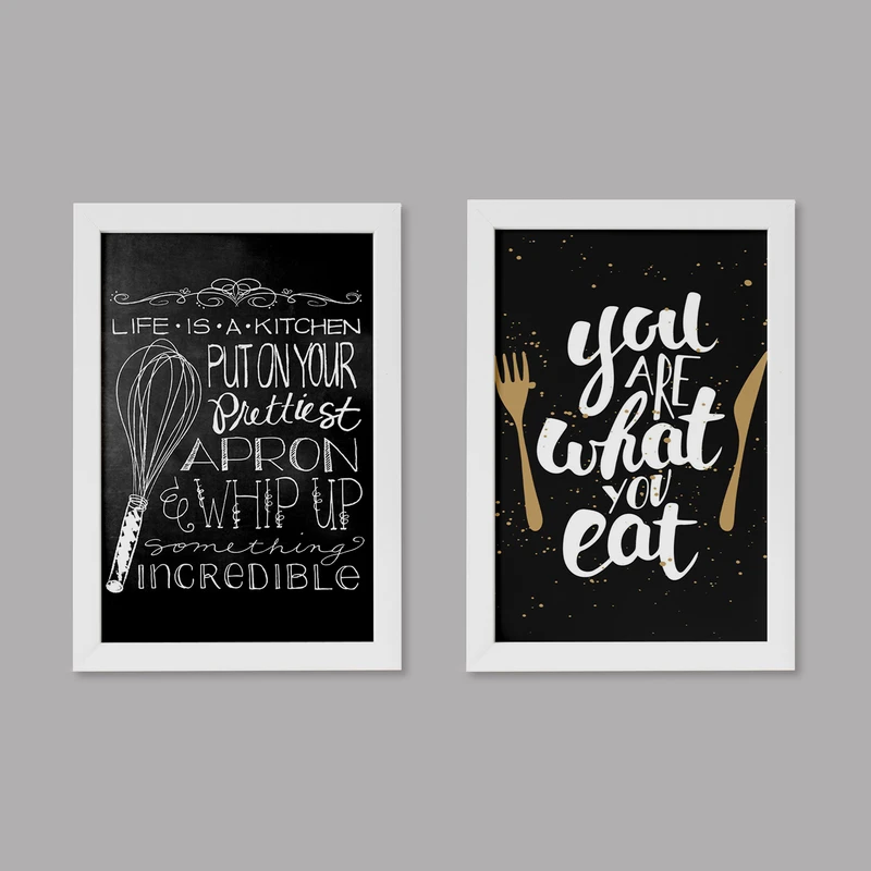 تابلو خندالو مدل دکوراتیو آشپزی کد M36 مجموعه 2 عددی