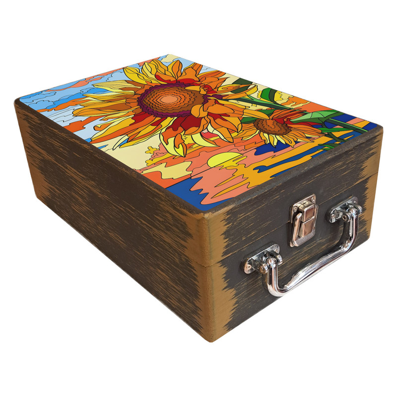 جعبه هدیه چوبی مدل چمدان طرح بهاری کد WS785