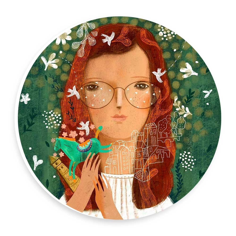 دیوارکوب طرح دختر و اسب کوچک مدل wtb348