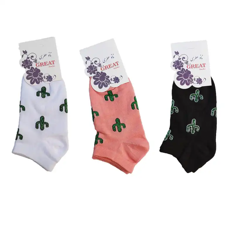 جوراب دخترانه مدل کاکتوس مجموعه 3 عددی