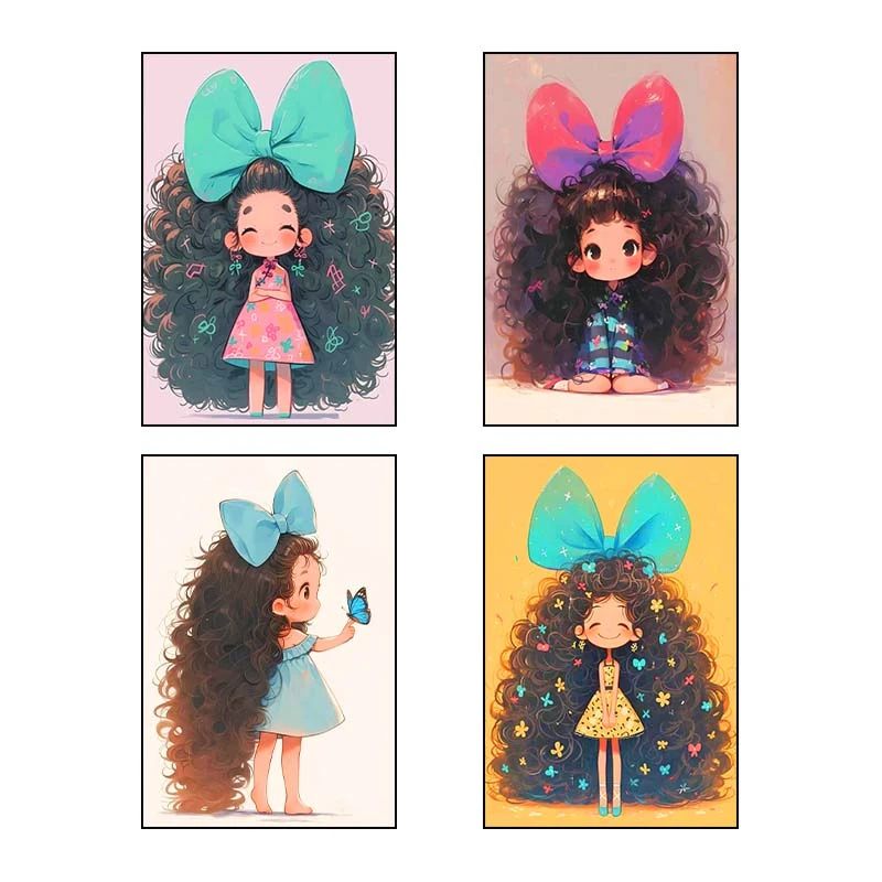  تابلو شاسي کارنيکا طرح دخترانه کیوت کد 76759 مجموعه 4 عدد