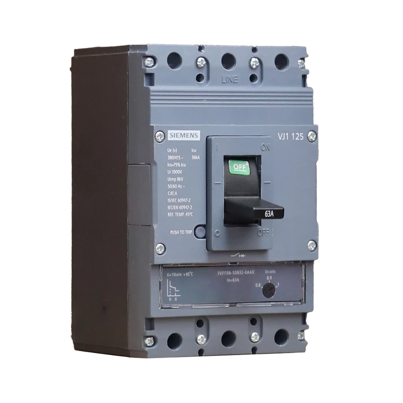کلید اتوماتیک سه پل 63 آمپر زیمنس مدل زینوا کد 3VJ1106-5DB32-0AA0