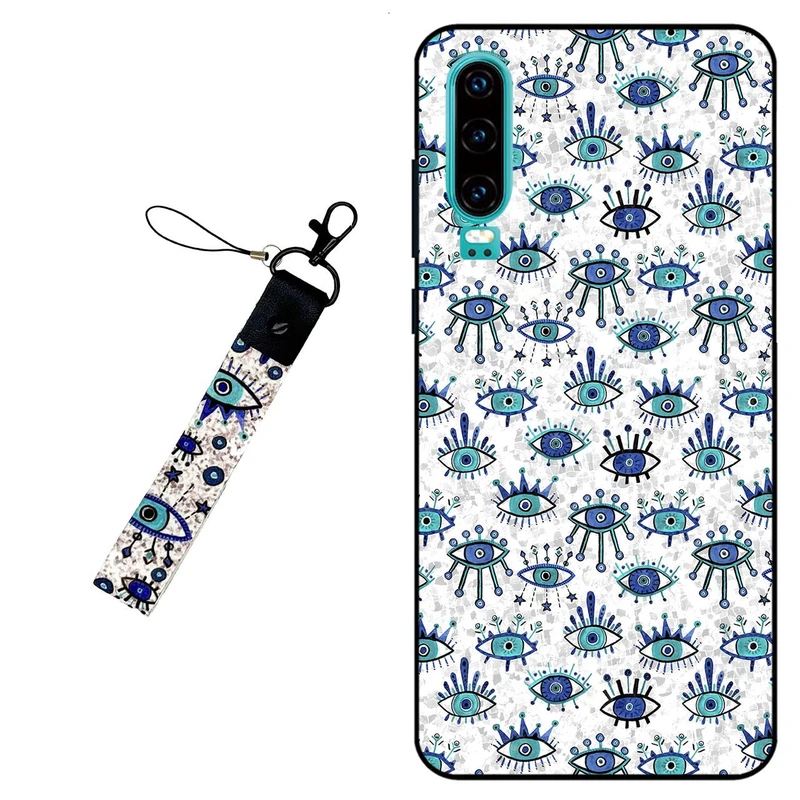 کاور مگافون طرح چشم نظر  مدل 6464 مناسب برای گوشی موبایل هوآوی P30 به همراه بند آویز