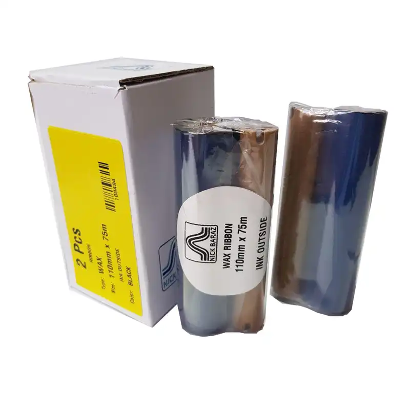 ریبون پرینتر لیبل زن نیک براز مدل WAX 110mm x 75m بسته 2 عددی