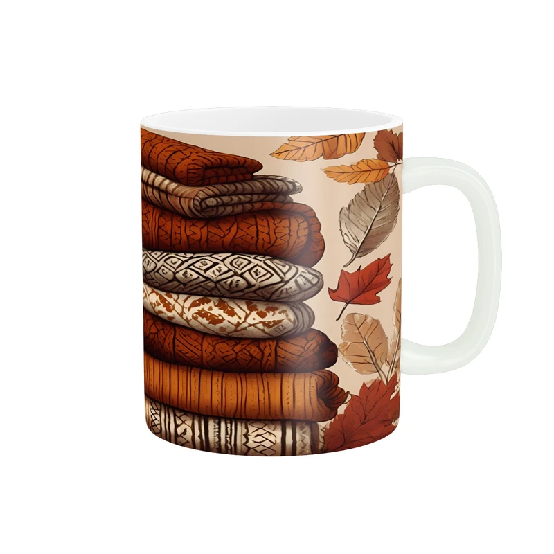 ماگ پاد آفرین مدل فانتزی طرح پاییزی برگ کد p11574