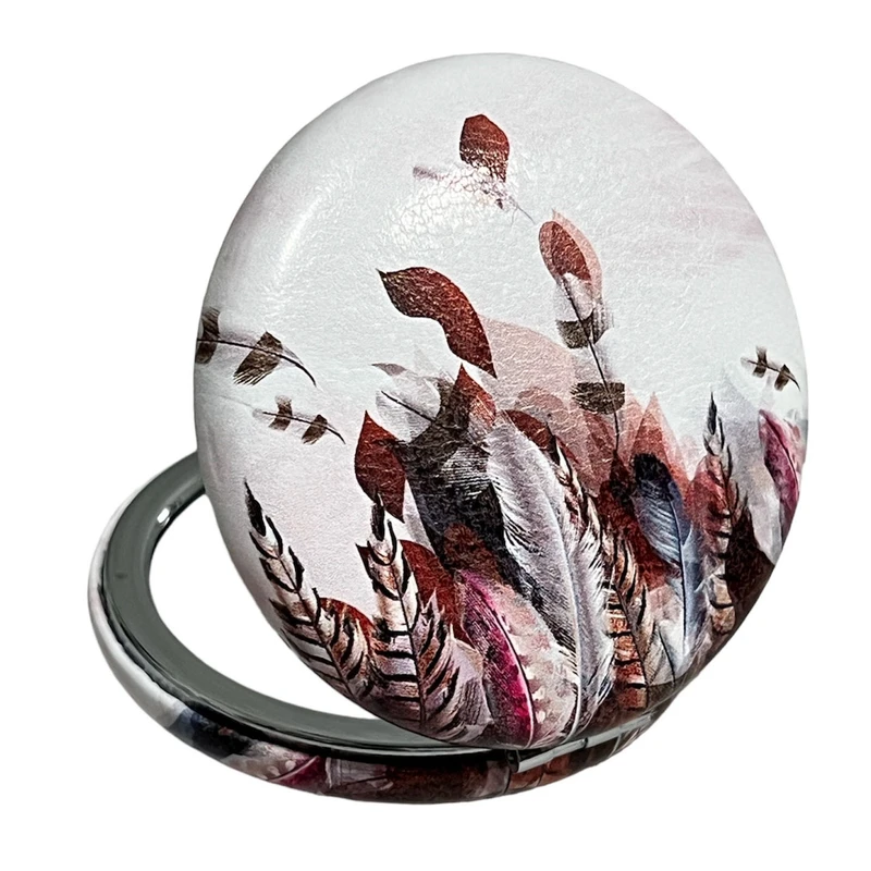 آینه جیبی مدل گرد طرح پر بوهو کد 44