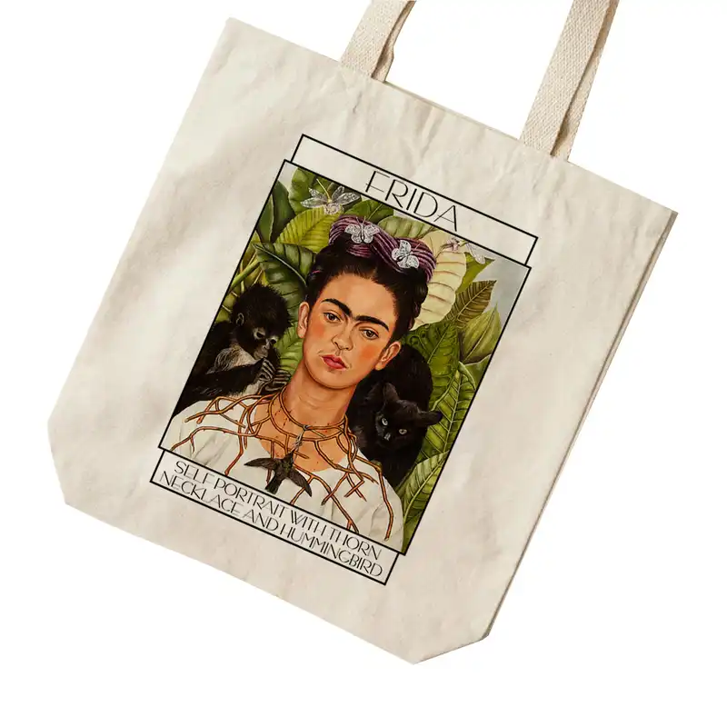 ساک خرید ترمه طراحان ایده مدل خودنگار با گردنبند آهنی و پرنده از فریدا کد art0125 - L