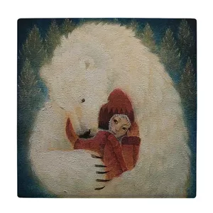 زیر لیوانی  طرح نقاشی دختر و خرس قطبی کد    5795819_4249