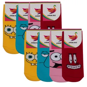 جوراب دخترانه طرح شخصیت های باب اسفنجی کد JB 46 مجموعه 8 عددی