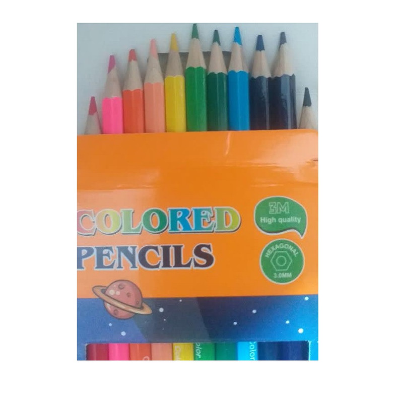 مداد رنگی 12 رنگ تیان مدل فضانورد و کوسه کد 001