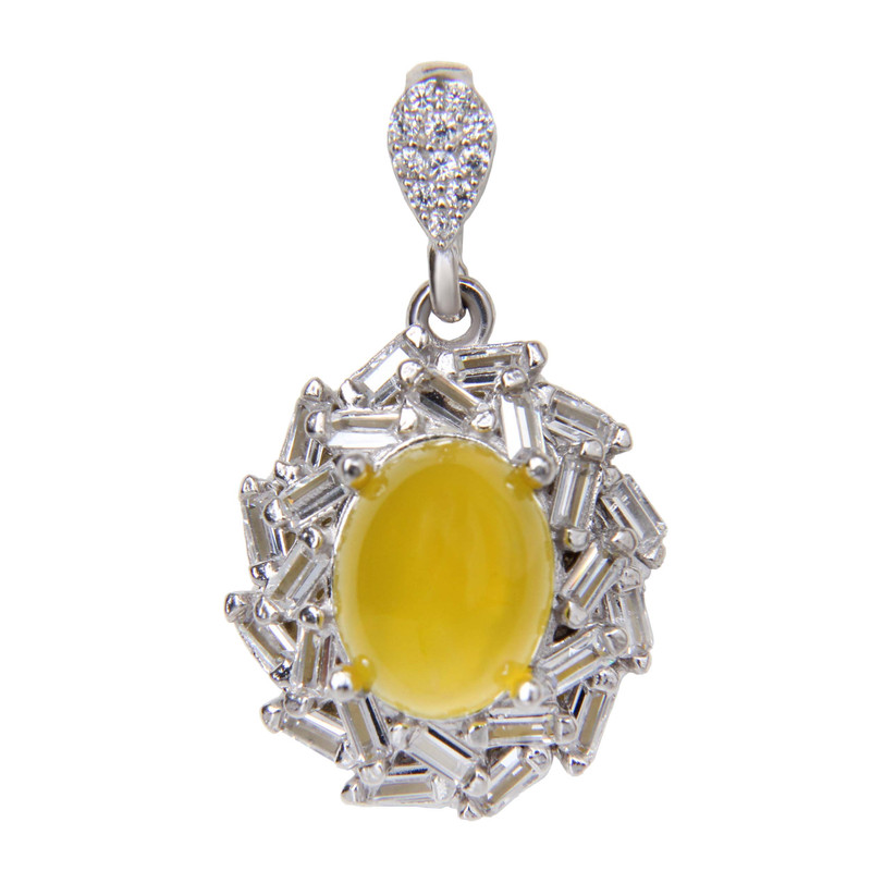 آویز گردنبند نقره زنانه مدل عقیق شرف الشمس دار آبکاری رادیوم کد PKR_376