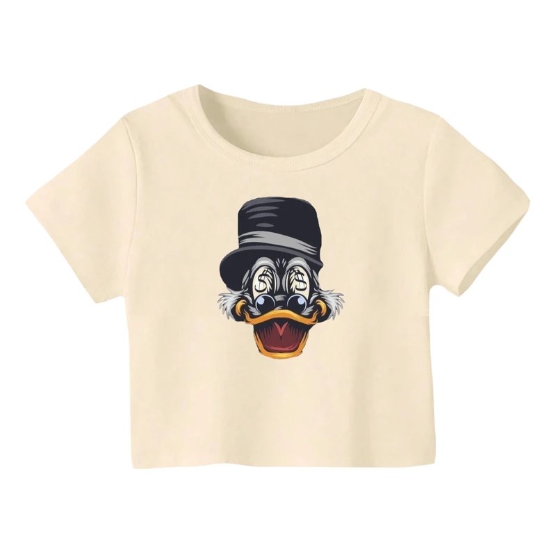 کراپ‌ تی‌شرت آستین کوتاه زنانه مدل اردک کد 3