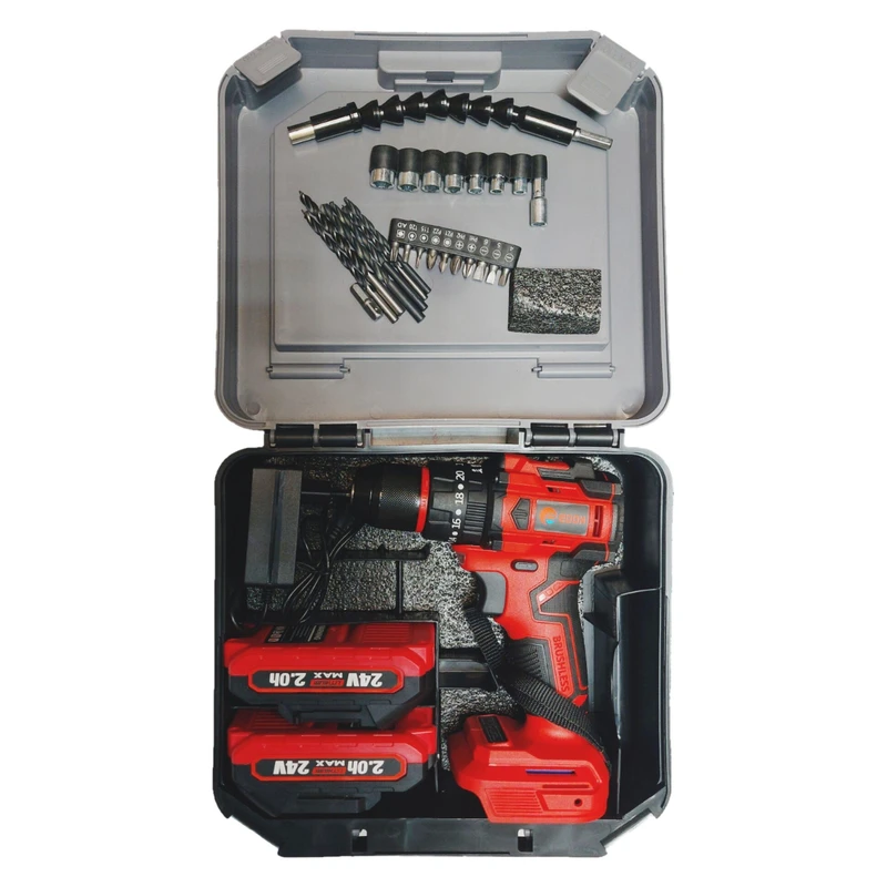 دریل پیچ گوشتی شارژی چکشی ادون مدل 24V مجموعه ۳۰ عددی
