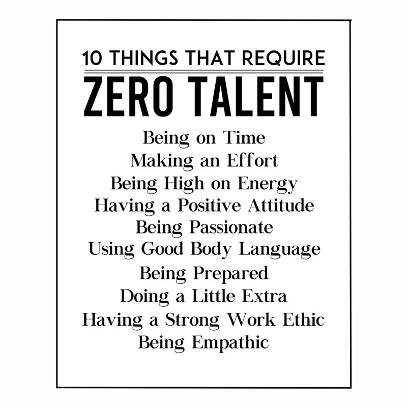پوستر مدل 10 چیز که به صفر استعداد نیاز دارند  