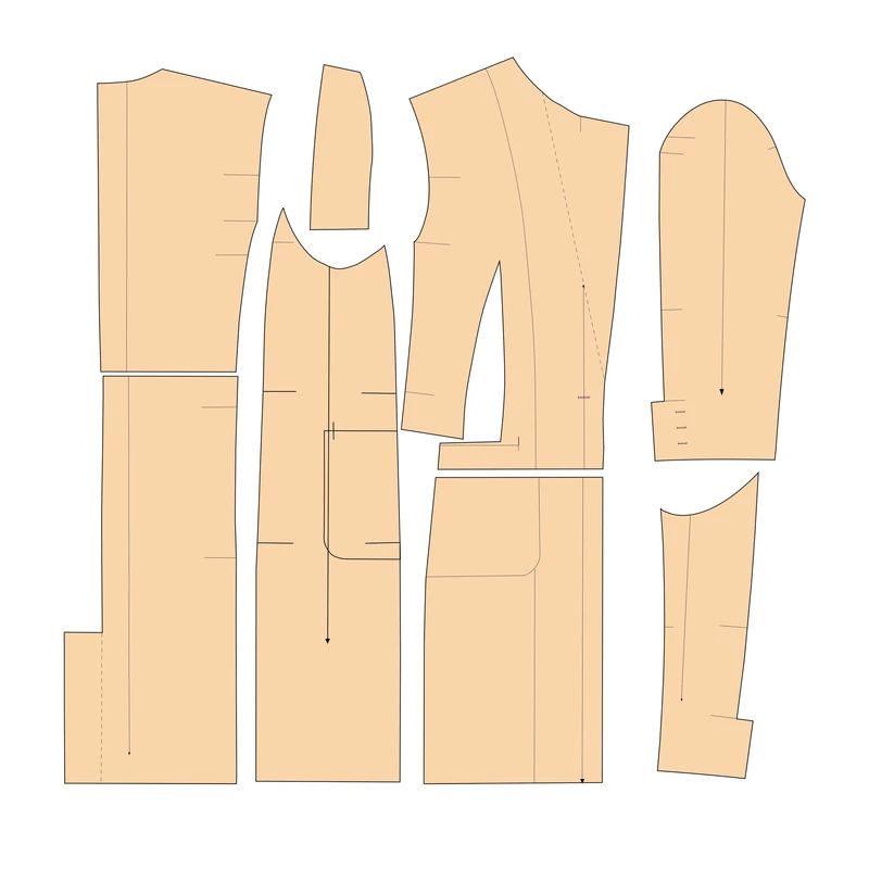 الگو خیاطی مانتو کتی زنانه یقه انگلیسی سایز 36 تا 48