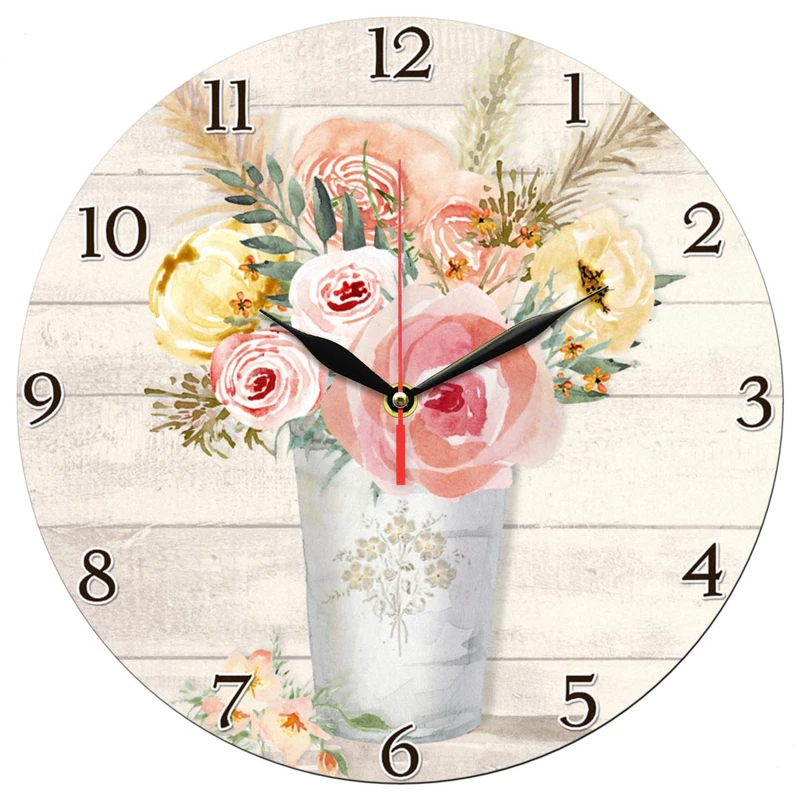 ساعت دیواری طرح چوب و گلدان گل کد 1378