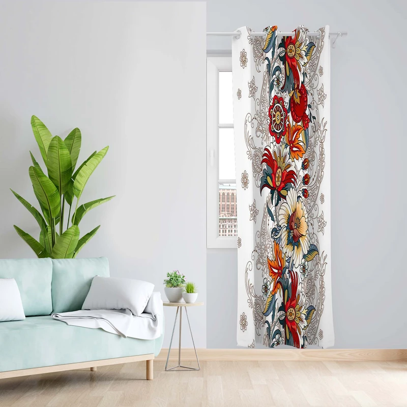 پرده طرح گل مدل مخمل پانچی کد 5162L z سایز 140x200 سانتی متر