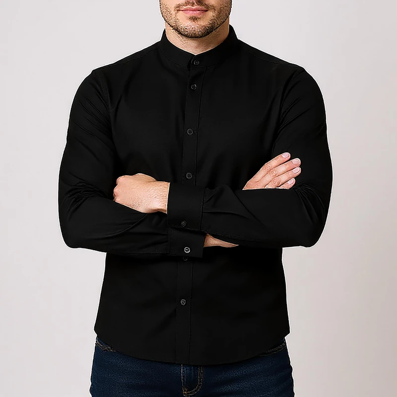 پیراهن آستین بلند یقه دیپلمات مردانه مدل آسا