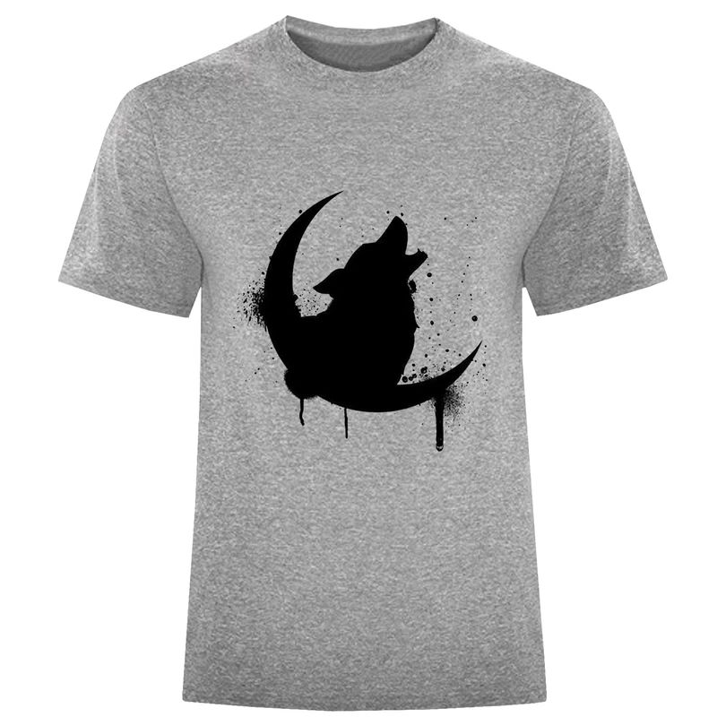 تی شرت آستین کوتاه مردانه مدل ماه وگرگ D810