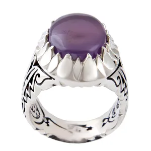 انگشتر نقره مردانه بازرگانی میلادی مدل  عقیق سوسنی یمنی کهنه رکاب دست ساز کد AM_2683