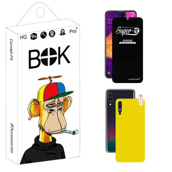 محافظ صفحه نمایش بوک مدل Transparent SuperD مناسب برای گوشی موبایل سامسونگ Galaxy A50 به همراه محافظ پشت گوشی