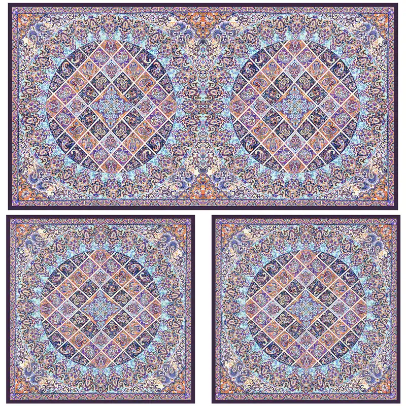 ست رومیزی سه تکه طرح ترمه کد 9918