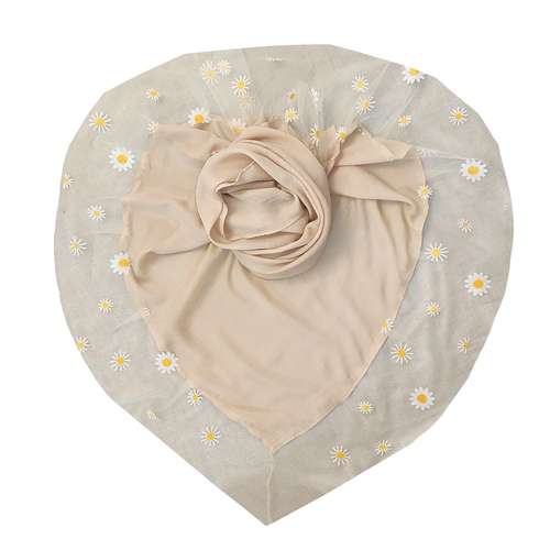 روسری زنانه مدل وال اسلپ حاشیه تور پولکی بابونه 