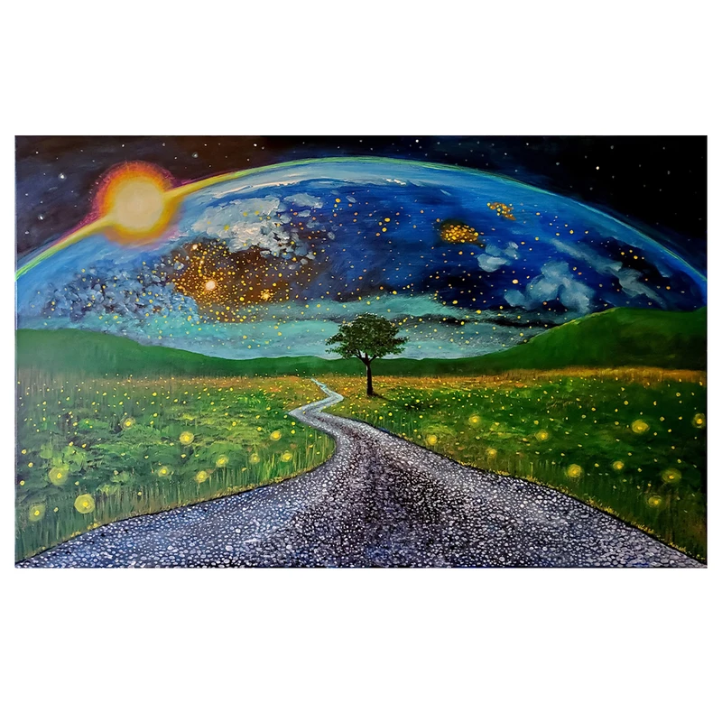 فرش پارچه‌ای مدل فرشینه طرح نقاشی مدل جاده بینهایت کد AR3060259