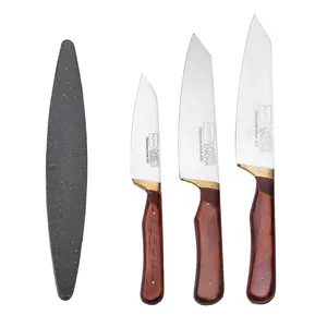 Set of 3 kitchen knives, Samin Dast Zanjan, model SDZ22-111, with a sharpening stone