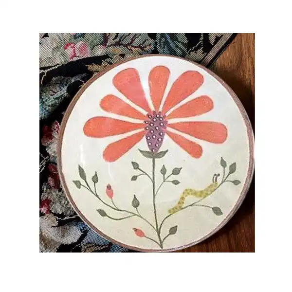 بشقاب دیوارکوب سفالی طرح چهار گل کد 11 مجموعه 4 عددی