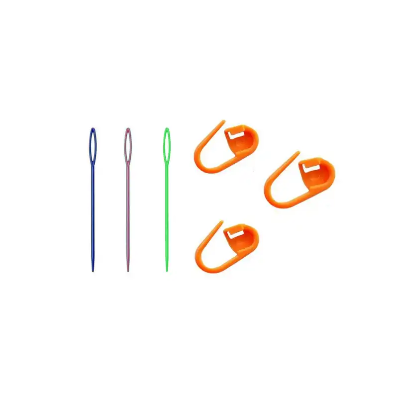 میل بافتنی پونی مدل گرد کد 9 به همراه سوزن کاموا و سنجاق نشانه گذار