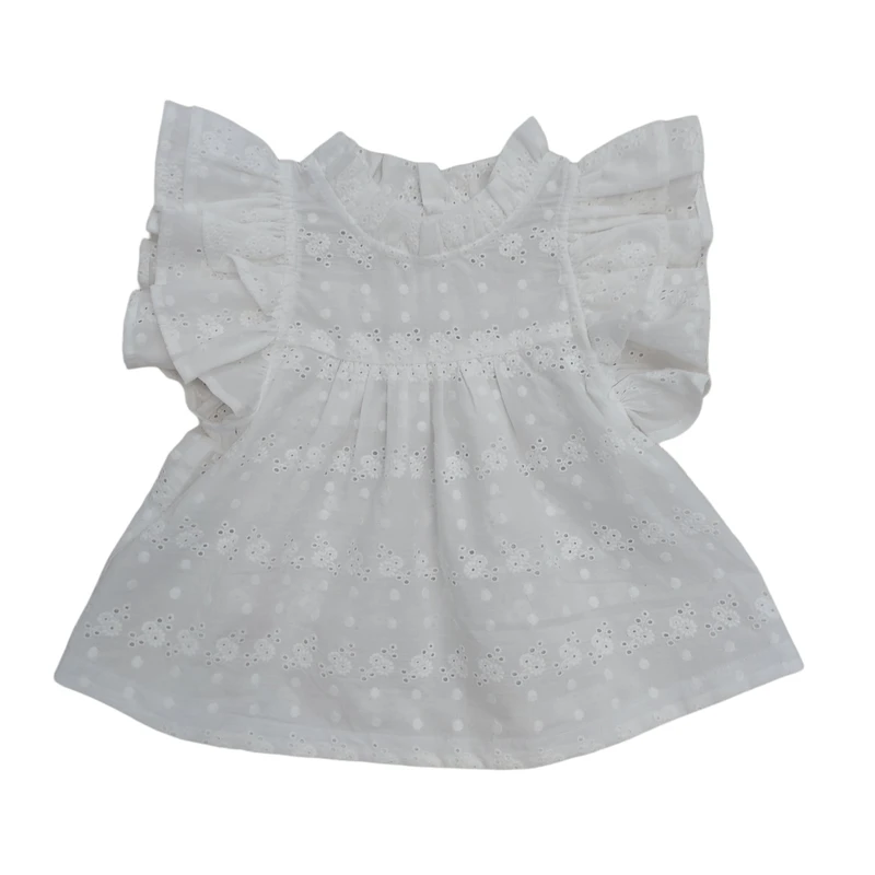 بلوز آستین کوتاه دخترانه مدل خامه دوزی چیندار