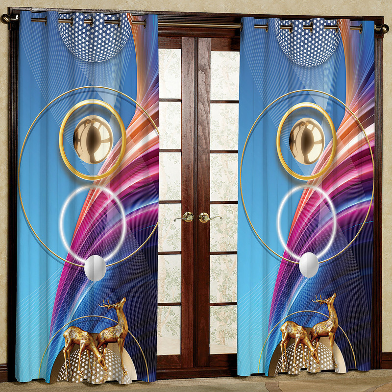 پرده کودک مدل گوزن گوی هازان پانچی کد 2565 سایز 140x200 سانتی متر