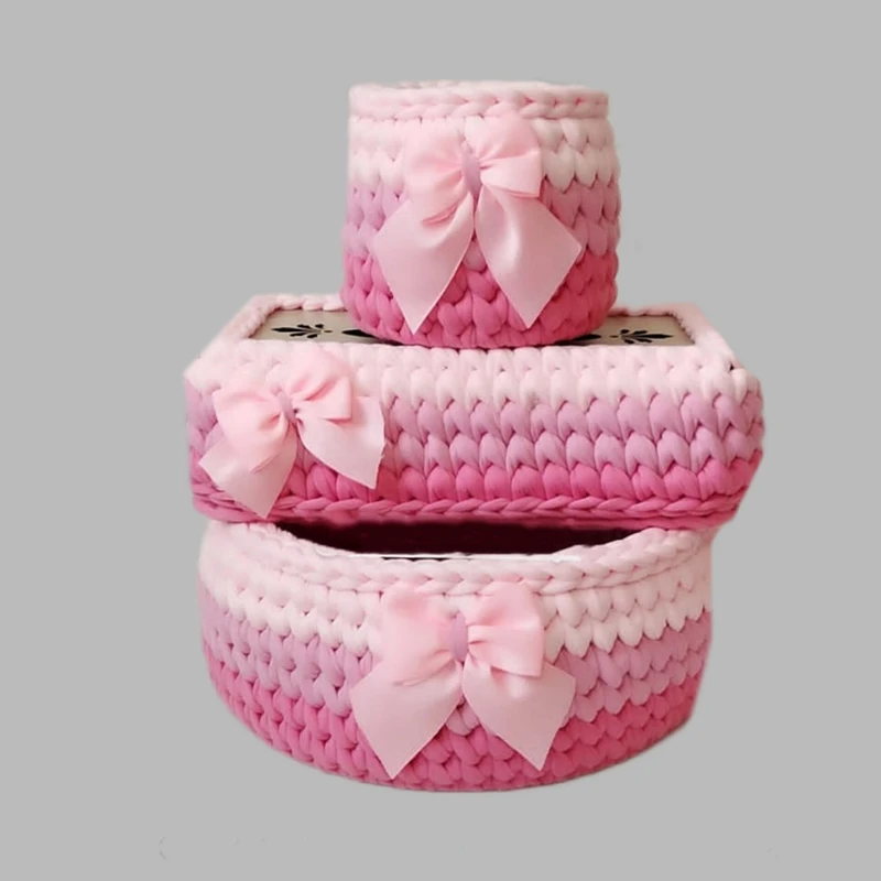 سبد قلاب بافی تریکو مدل عروس کد 1 مجموعه 3 عددی