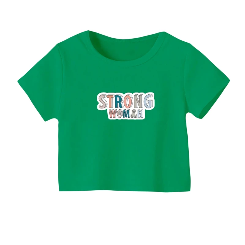 کراپ‌ تی‌شرت آستین کوتاه زنانه مدل تکست کد 03