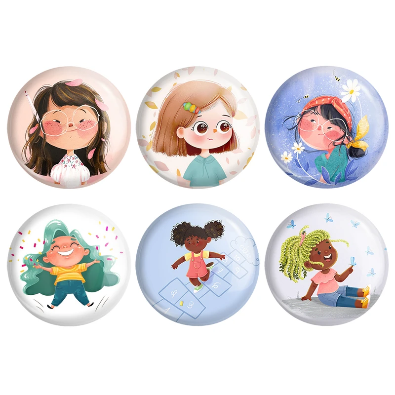 مگنت خندالو طرح دخترانه فانتزی کد 1646B مجموعه 6 عددی