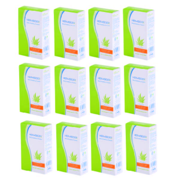 پودر موبر بدن هرمودر مدل آلوئه ورا وزن 50 گرم مجموعه 12 عددی